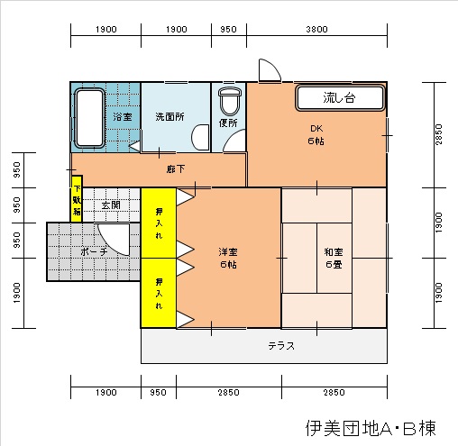 伊美団地Ａ・Ｂ棟の間取り図