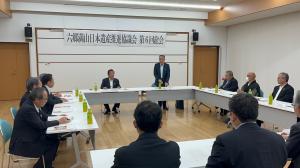 六郷満山日本遺産推進協議会総会であいさつをする市長