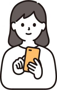 アンケートにスマートフォンを使って答える女性の図