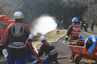 放水開始の様子