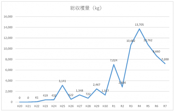 オリーブ収穫量グラフ