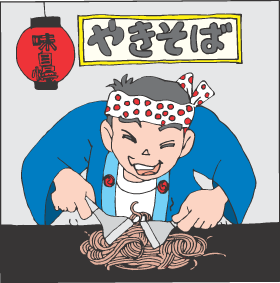 出店（焼きそば）のイラスト画像